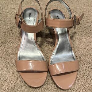 Style & Co. Tan Patent Leather Wedge Sandals